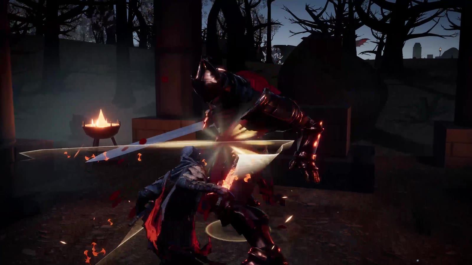 Raven clashing blades with the Demon Knight